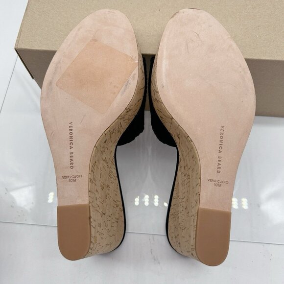 Veronica Beard Dali Woven Cork Platform Wedge Mules Black Women’s US 10 - $325 - Picture 9 of 11